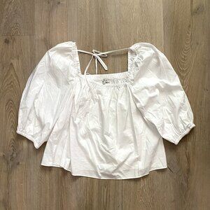 Madewell Puff-Sleeve Babydoll White Top